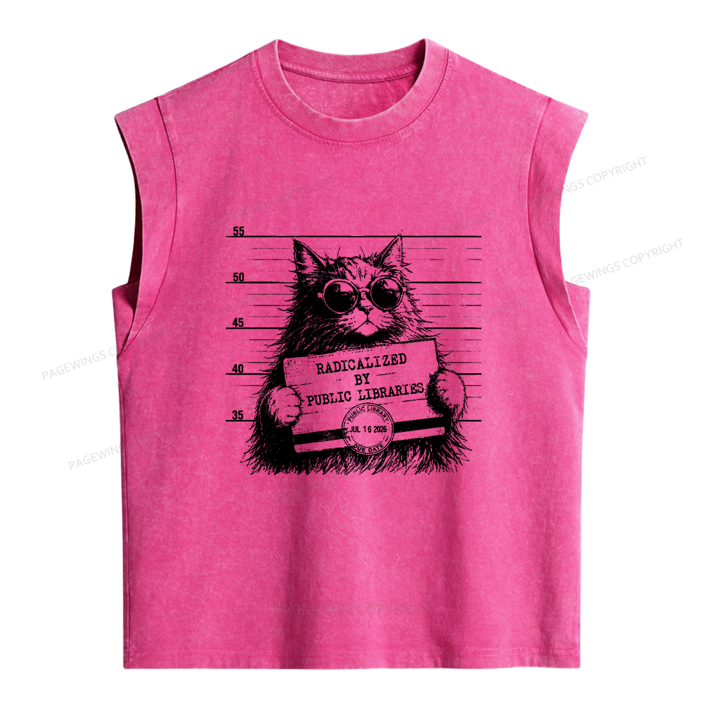 Pagewings Radicalized By Public Libraries Women's Washed Tank Top