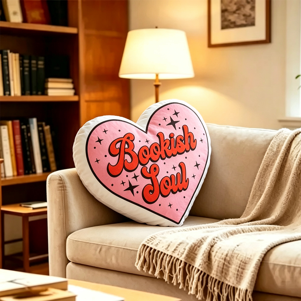 Pagewings Bookish Soul Shaped Throw Pillow