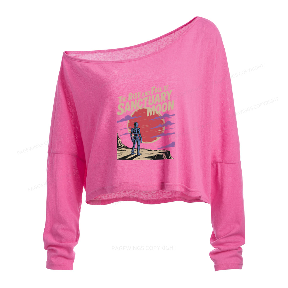 Pagewings The Rise and Fall of Sanctuary Moon Slouchy Long Sleeve Off Shoulder T-shirt