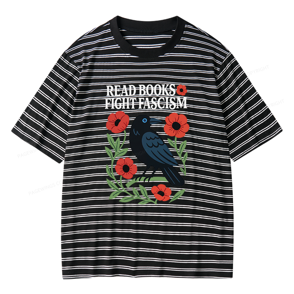 Pagewings Read Books Fight Fascism Unisex Striped T-Shirt