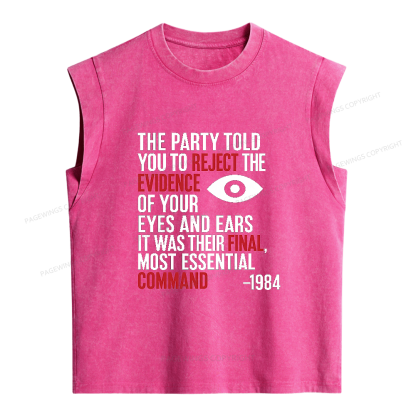 Pagewings Dystopia Quote Women's Washed Tank Top