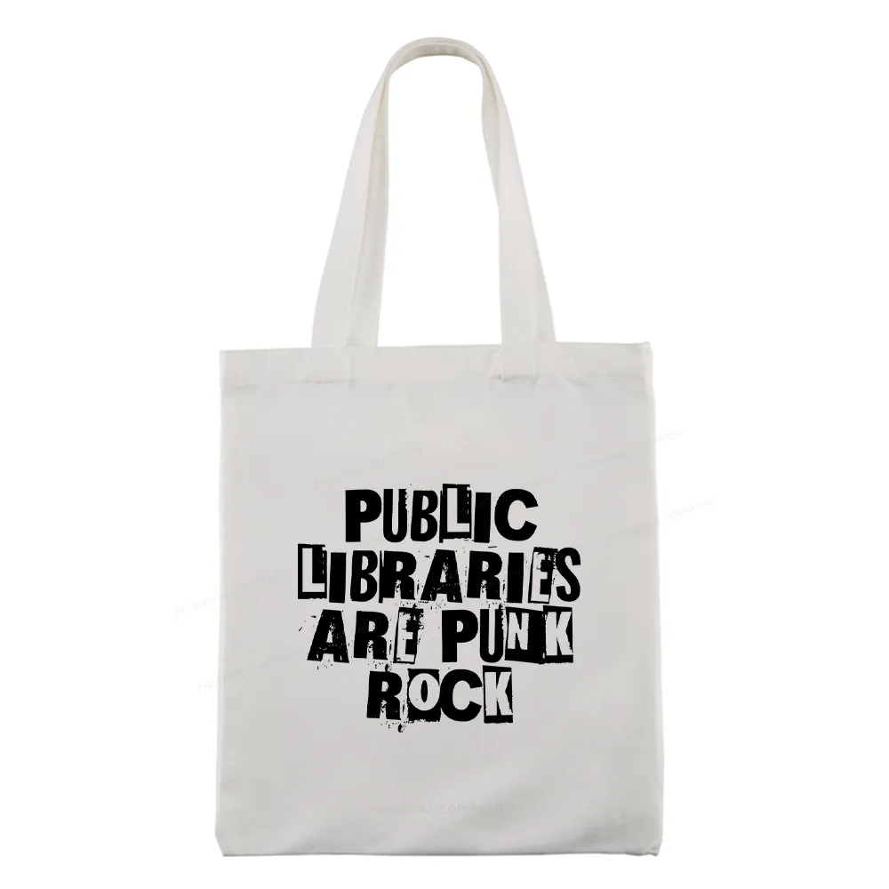 Pagewings Public Libraries Are Punk Rock Tote Bag