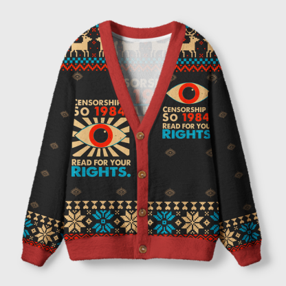 Pagewings Censorship Is So 1984 Light Knit Unisex Cardigan Sweaters