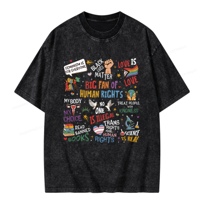 Pagewings Big Fan Of Human Rights Unisex Washed T-shirt