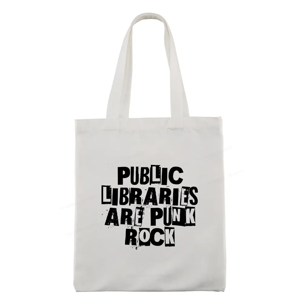 Pagewings Public Libraries Are Punk Rock Tote Bag