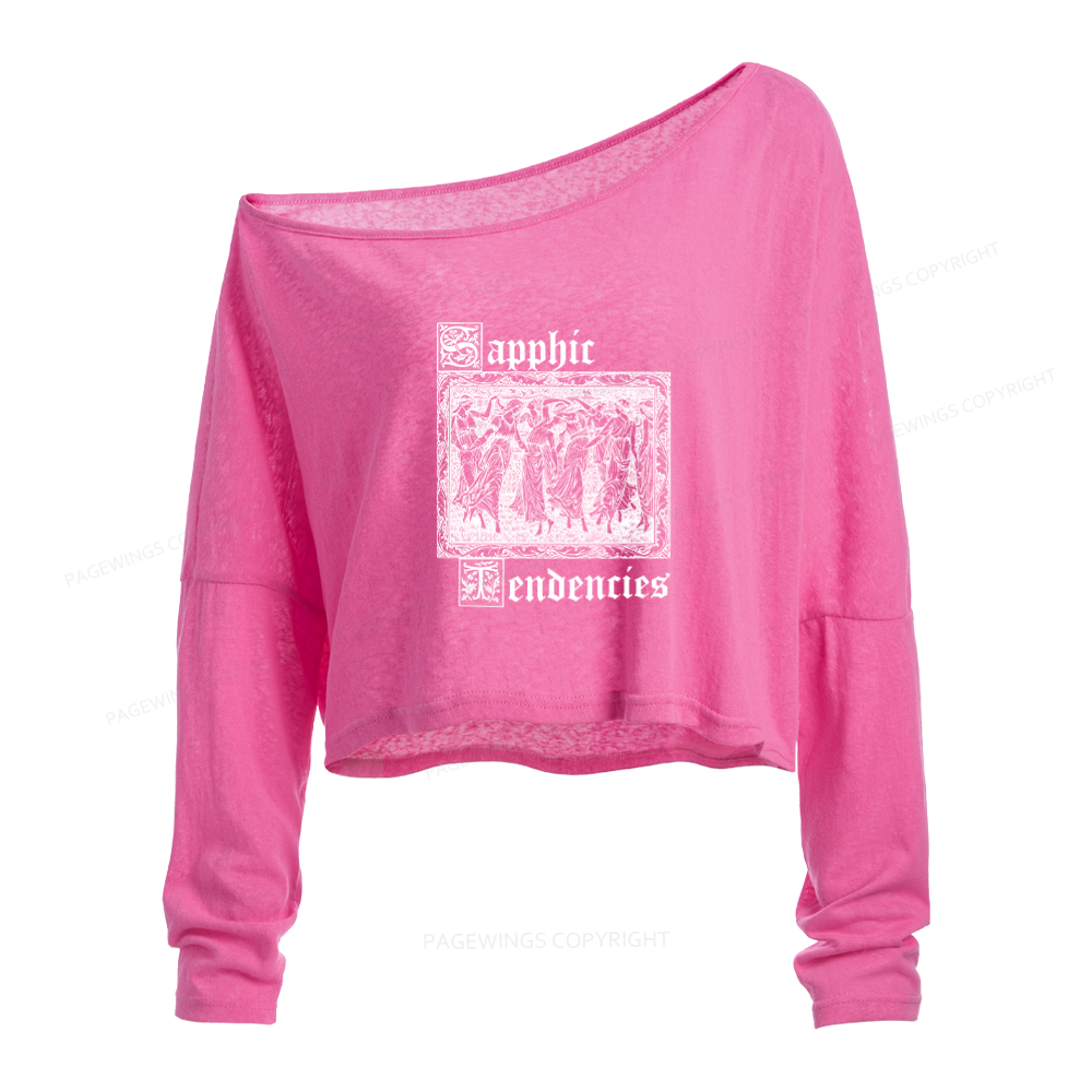 Pagewings Sapphic Tendencies Slouchy Long Sleeve Off Shoulder T-shirt