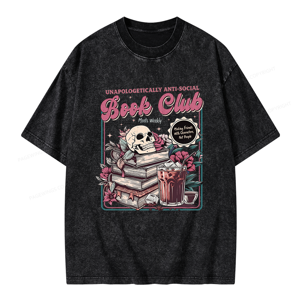 Pagewings Vintage Book Club Unisex Washed T-shirt