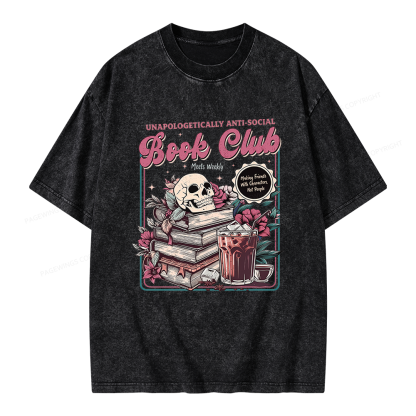 Pagewings Vintage Book Club Unisex Washed T-shirt