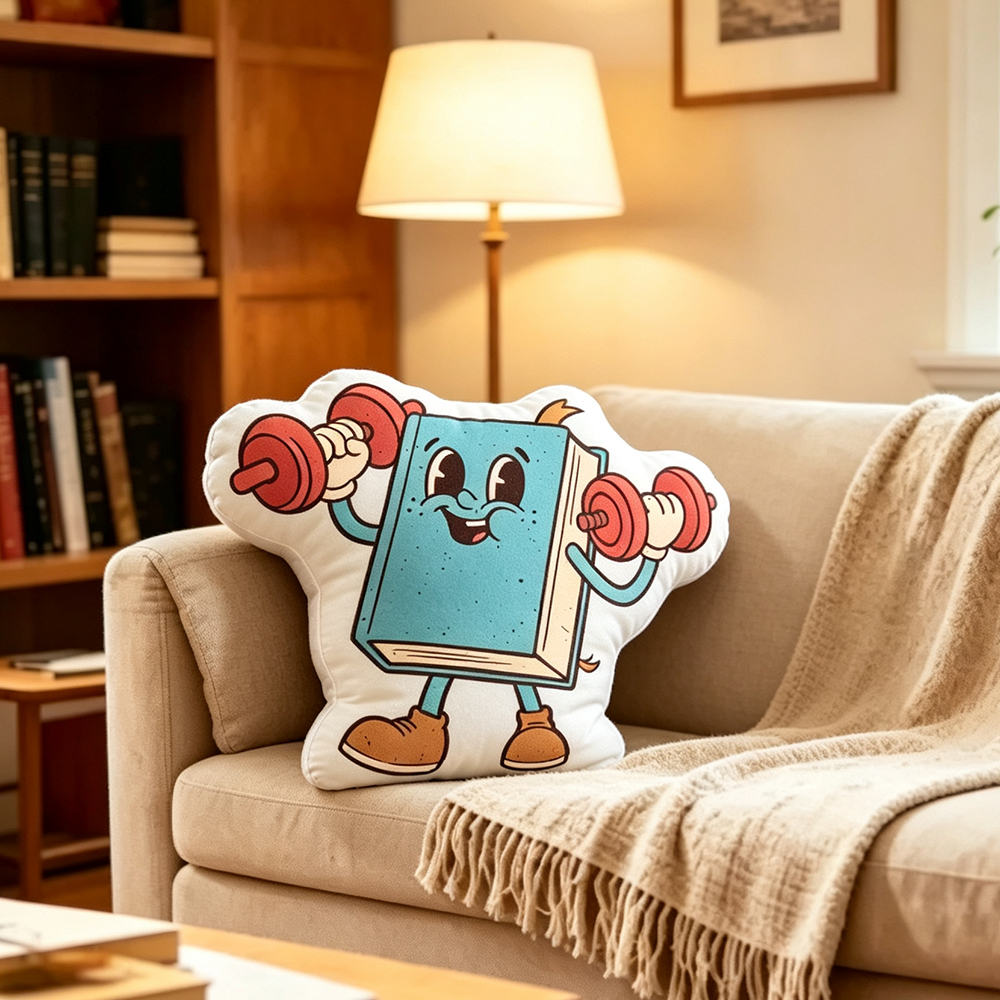 Pagewings Bookworm Shaped Throw Pillow