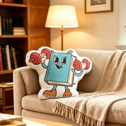 Pagewings Bookworm Shaped Throw Pillow