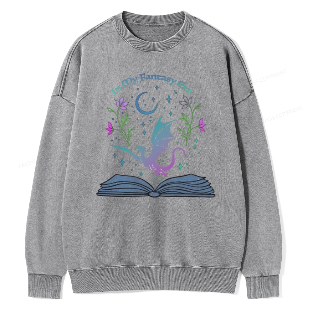 Pagewings In My Fantasy Book Era Unisex Washed Sweatshirt
