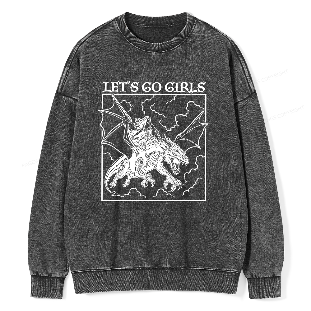 Pagewing Let's Go Girls Read Unisex Washed Sweatshirt