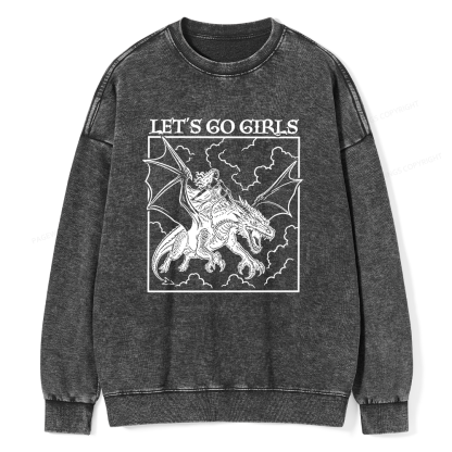 Pagewing Let's Go Girls Read Unisex Washed Sweatshirt