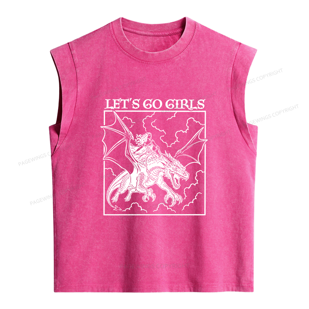 Pagewing Retro Dragon Rider Women's Washed Tank Top