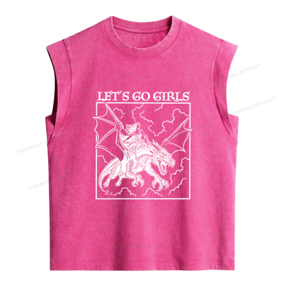 Pagewing Retro Dragon Rider Women's Washed Tank Top