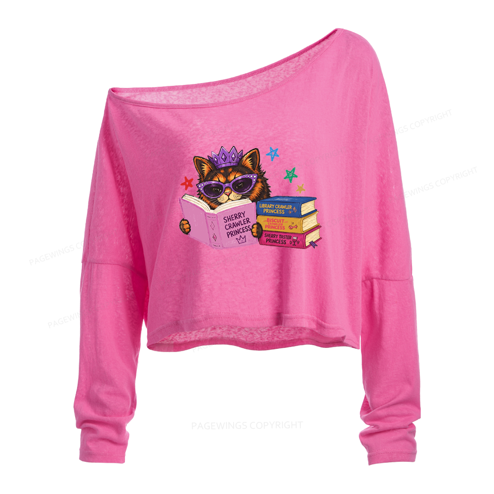 Pagewings Sci-Fi Book Lover Slouchy Long Sleeve Off Shoulder T-shirt
