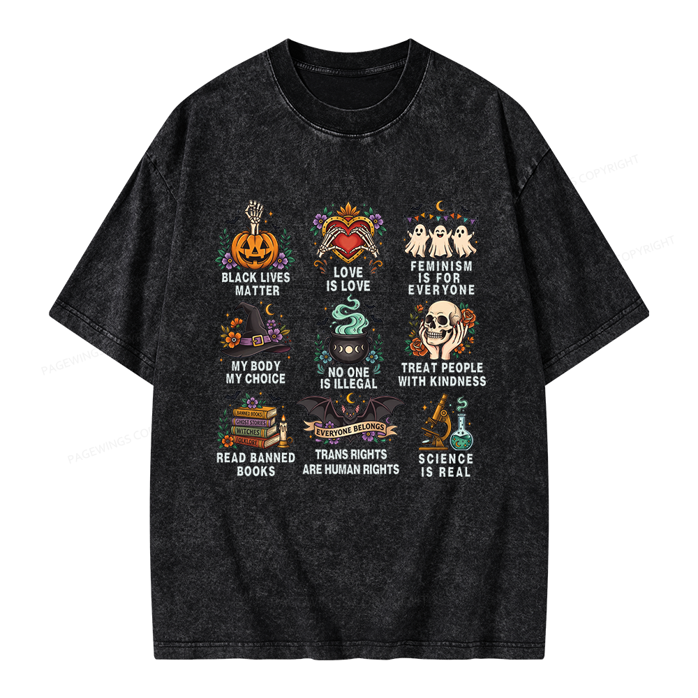 Pagewings Inclusive Halloween Unisex Washed T-shirt