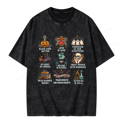 Pagewings Inclusive Halloween Unisex Washed T-shirt