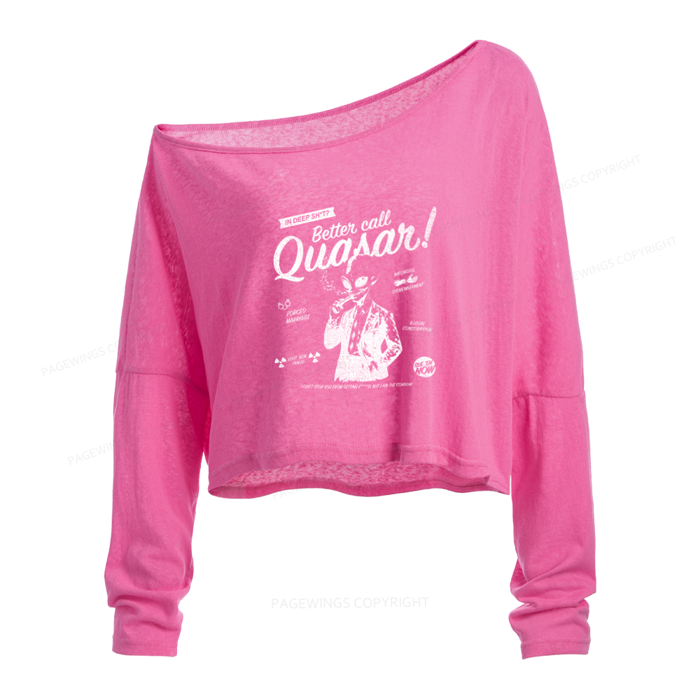 Pagewings Sci Fi Bookish Slouchy Long Sleeve Off Shoulder T-shirt