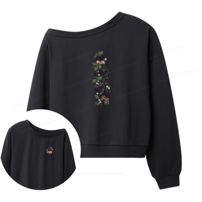 Pagewings Raven On Books Women Off Shoulder Sweatshirt