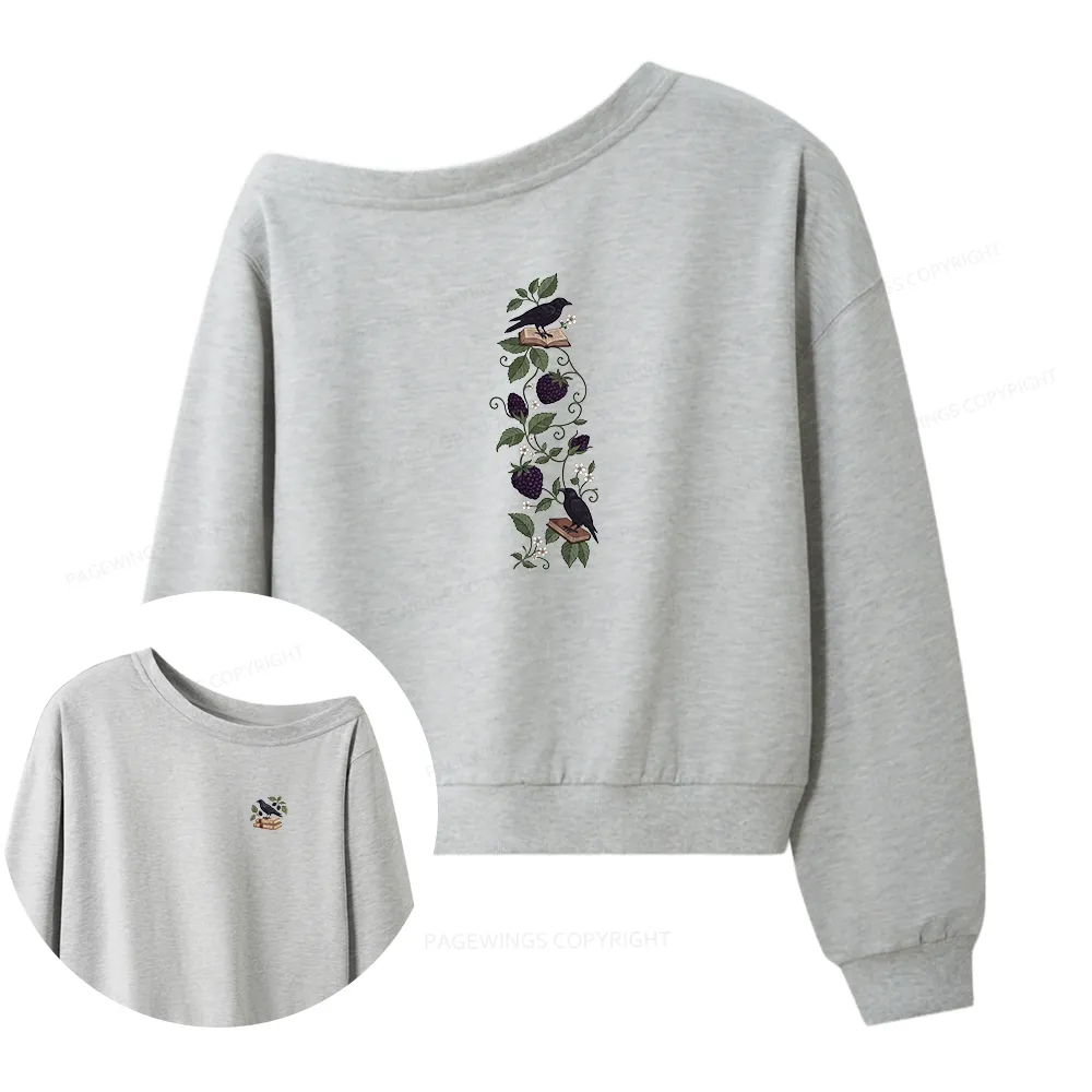 Pagewings Raven On Books Women Off Shoulder Sweatshirt