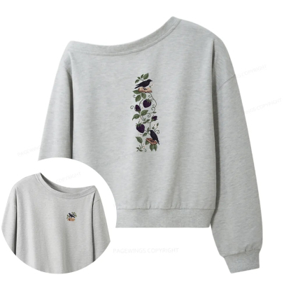 Pagewings Raven On Books Women Off Shoulder Sweatshirt