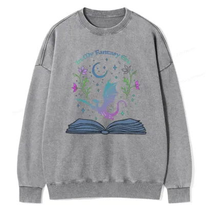 Pagewings In My Fantasy Book Era Unisex Washed Sweatshirt