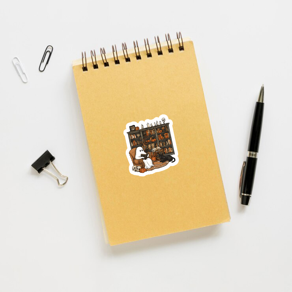Pagewings Halloween Ghost Reading Books Sticker