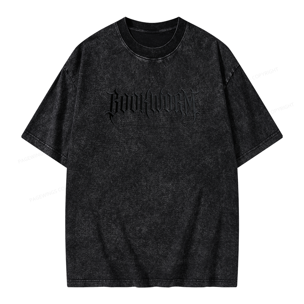 Pagewings Embroidered Bookworm Unisex Washed T-shirt