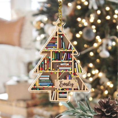 Pagewings Personalized Christmas Bookworm Girl Ornament