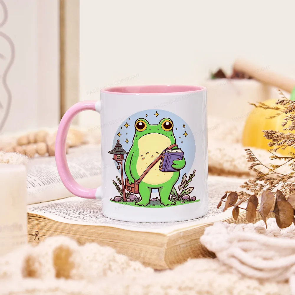 Pagewings Frog Reading Book Mug