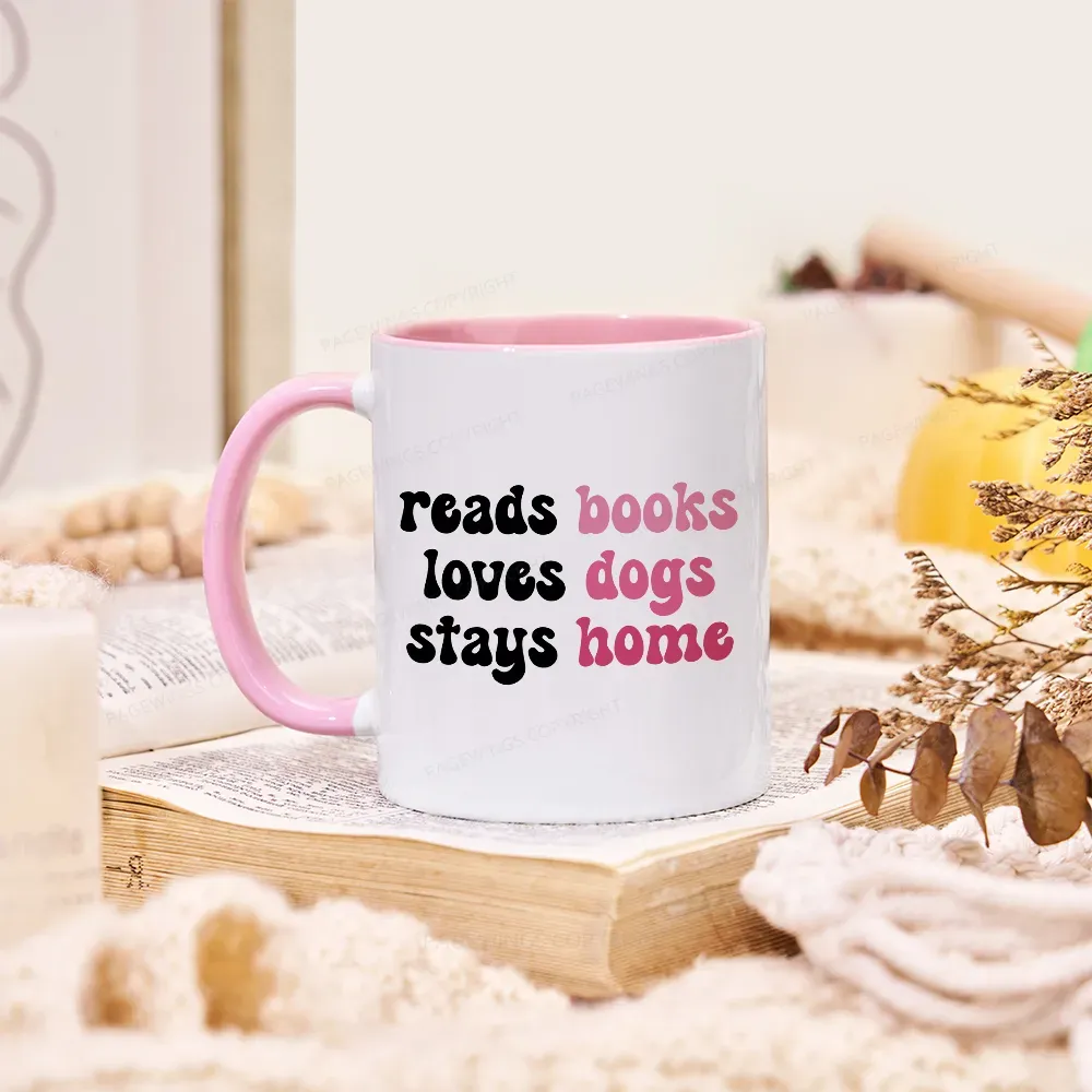 Pagewing Read Books & Love Dogs & Stay Home Mug