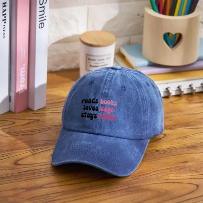 Pagewing Read Books & Love Dogs & Stay Home Washed Cap