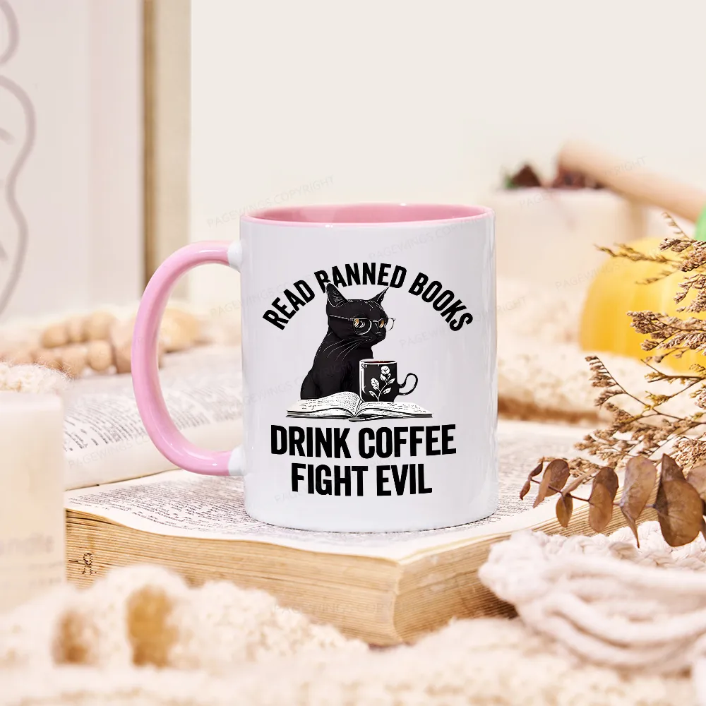 Pagewings Read Books Drink Coffee Fight Evil Mug