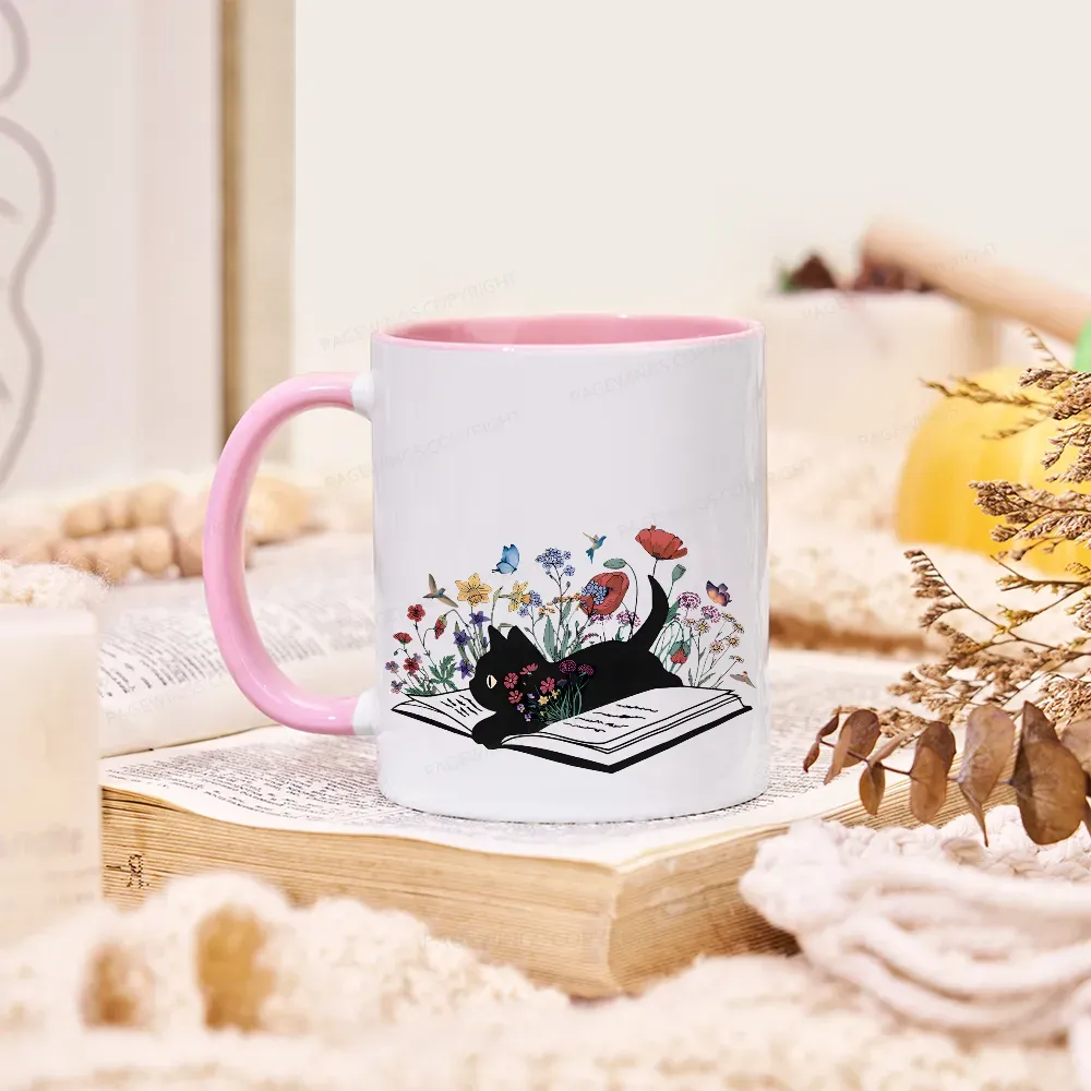 Pagewings The Cat Is Lying On The Book Mug