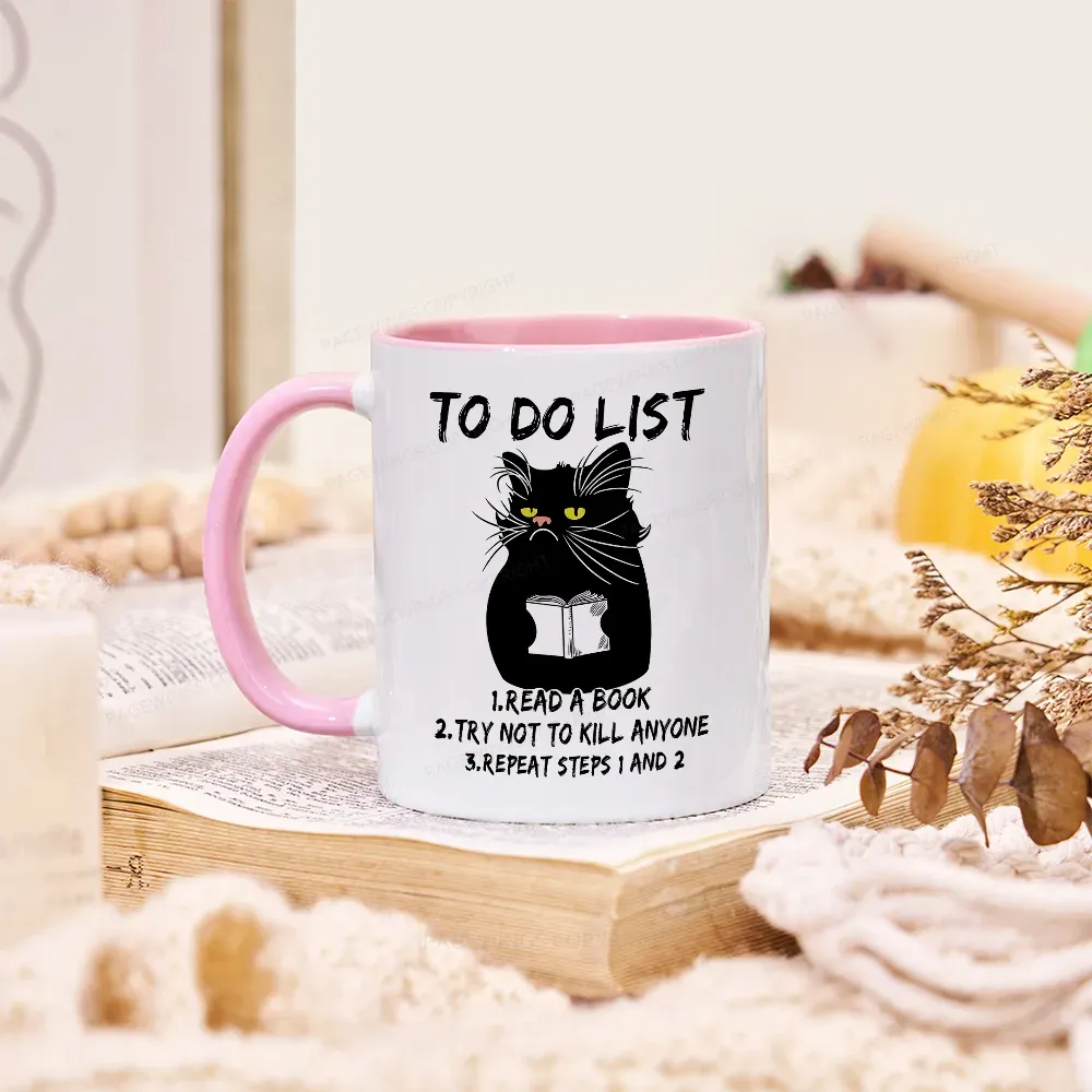 Pagewings Black Cat To Do List Mug