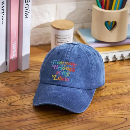 Pagewings Everyone belongs at the library Washed Cap