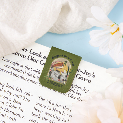 Pagewings Library Readers Make Leaders Jersey Short Sleeve Tee Feathers Quotes Magnetic Bookmark