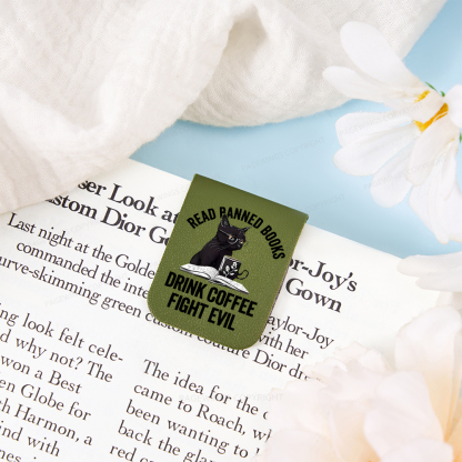 Pagewings Read Books Drink Coffee Fight Evil Shirt Feathers Quotes Magnetic Bookmark