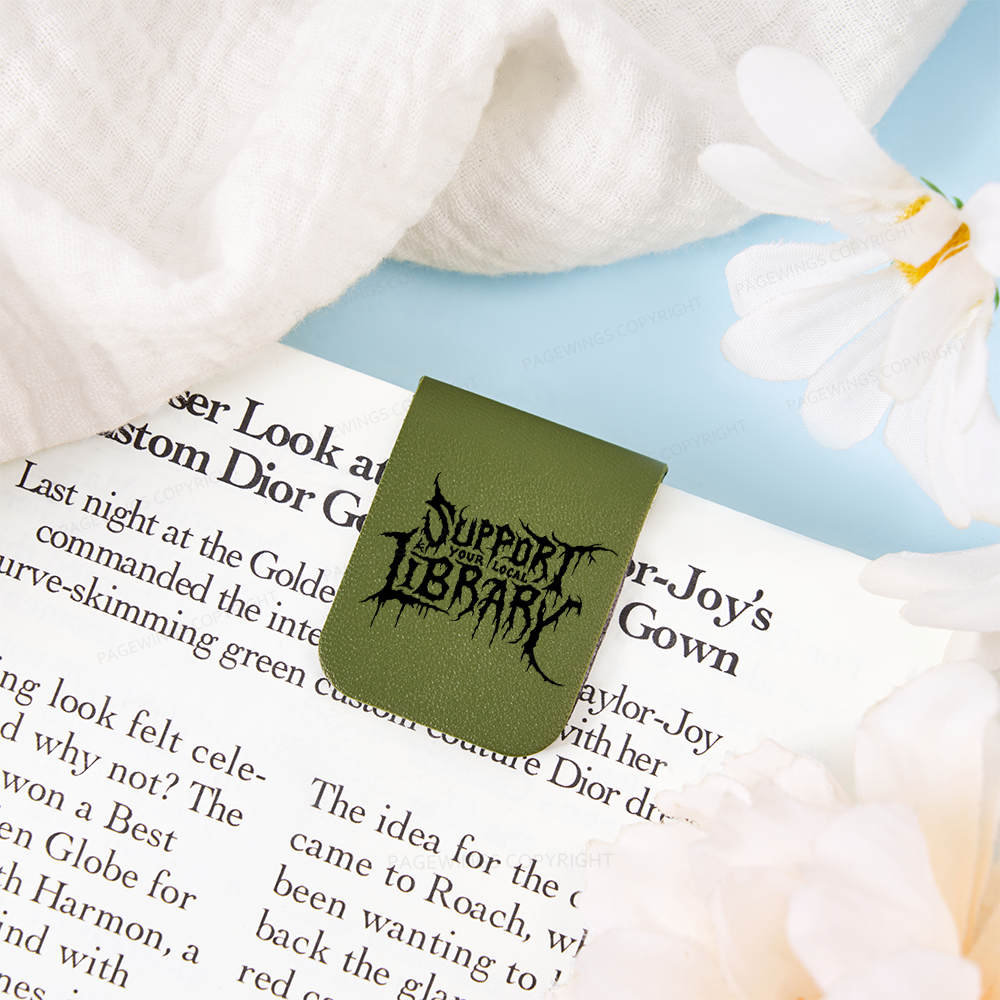 Pagewings Support Your Local Library Feathers Quotes Magnetic Bookmark