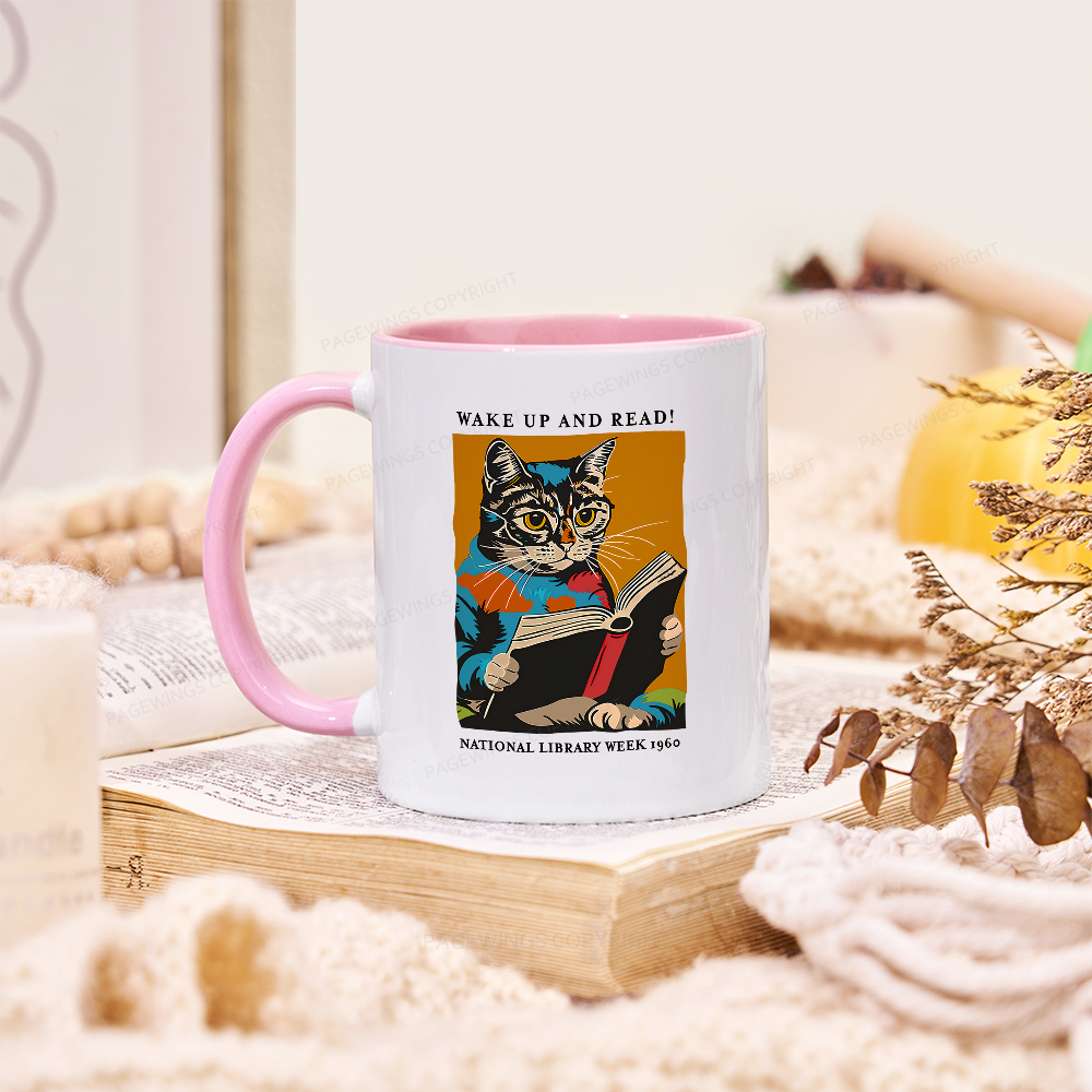 Pagewings Cat Reading Poster Mug