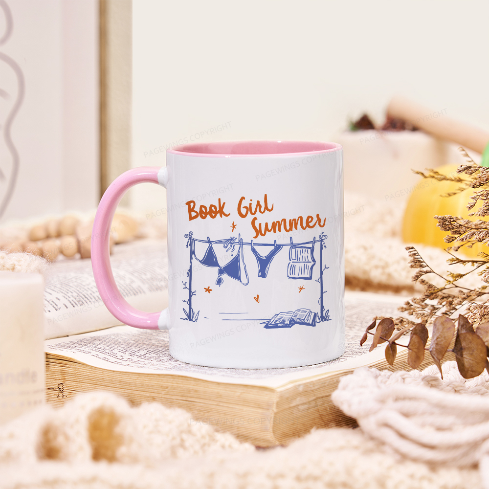 Pagewings Book Girl Summer Bookish Mug