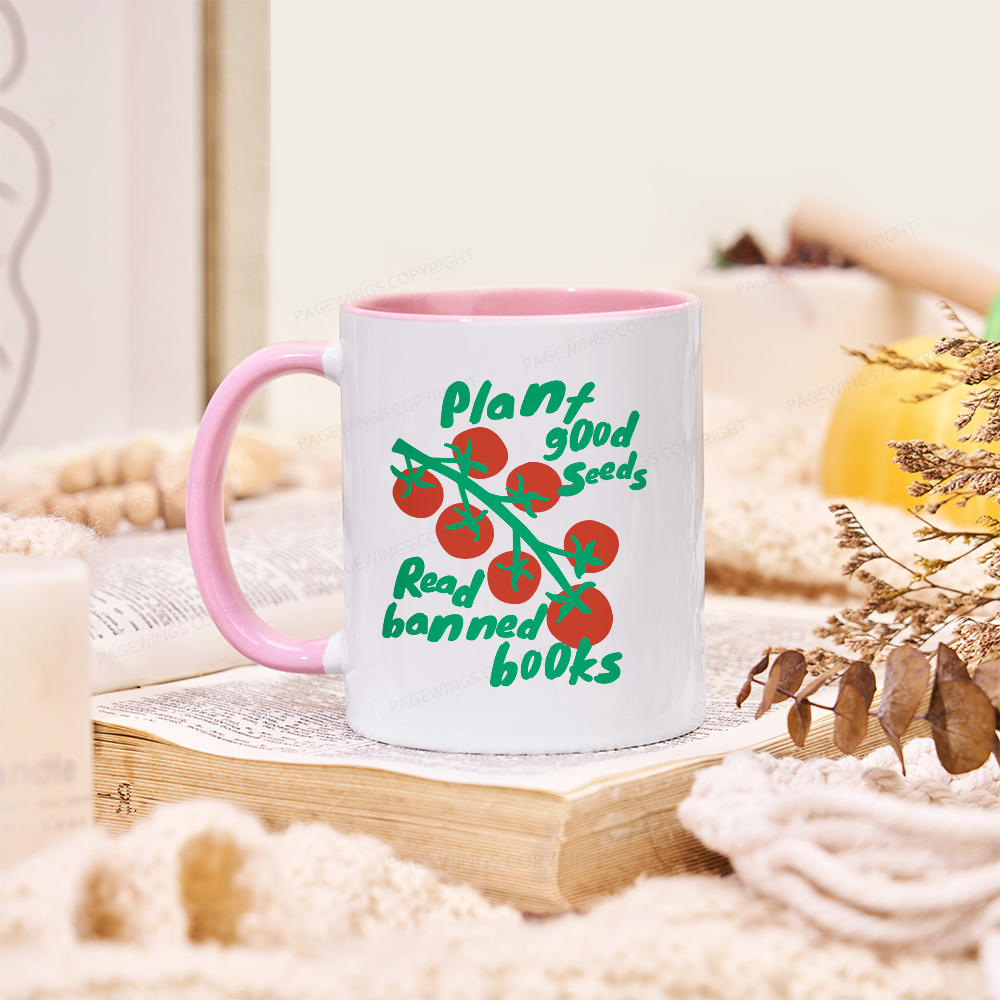 Pagewings Plant Good Seeds Read Banned Books Mug