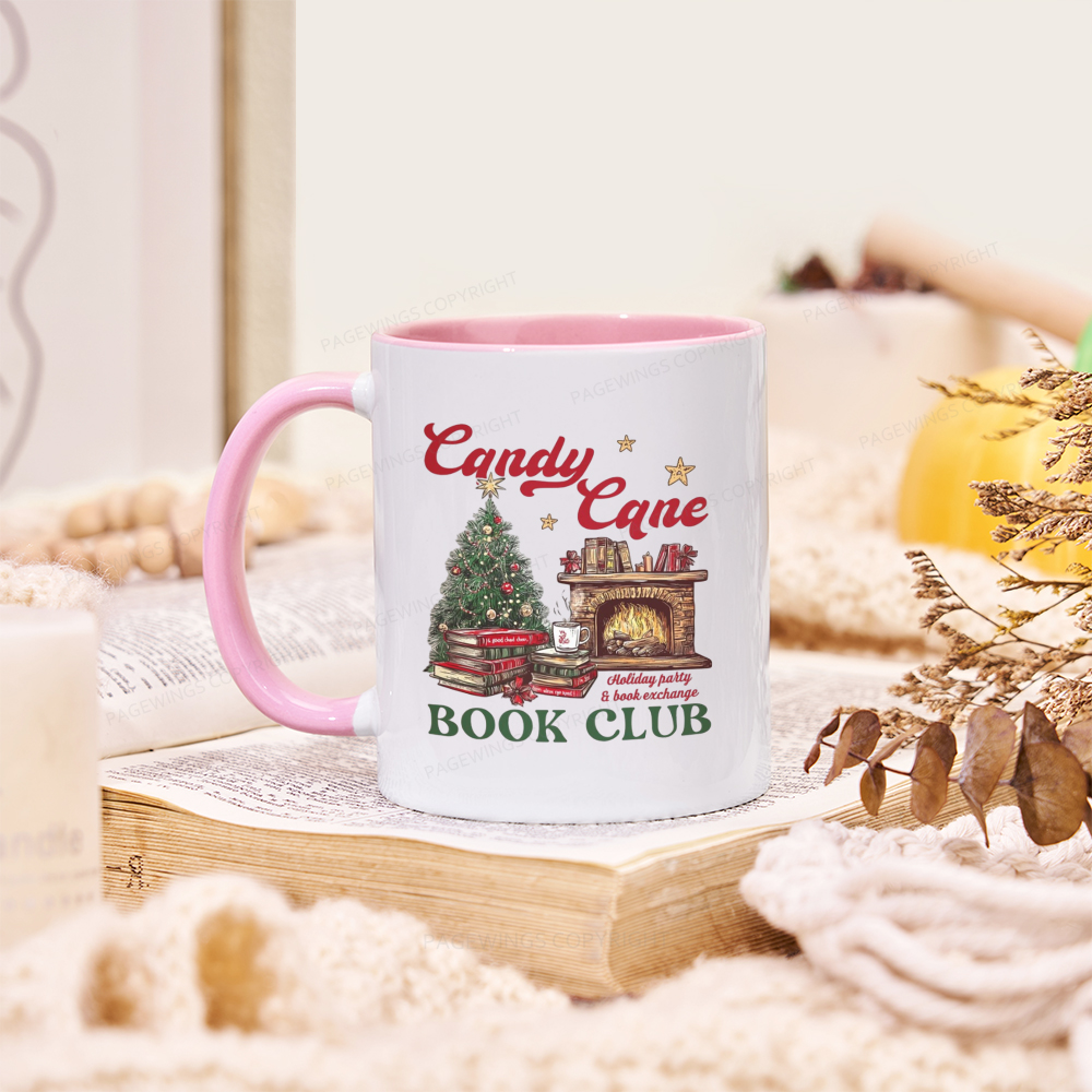 Pagewings Candy Cane Christmas Book Club Mug