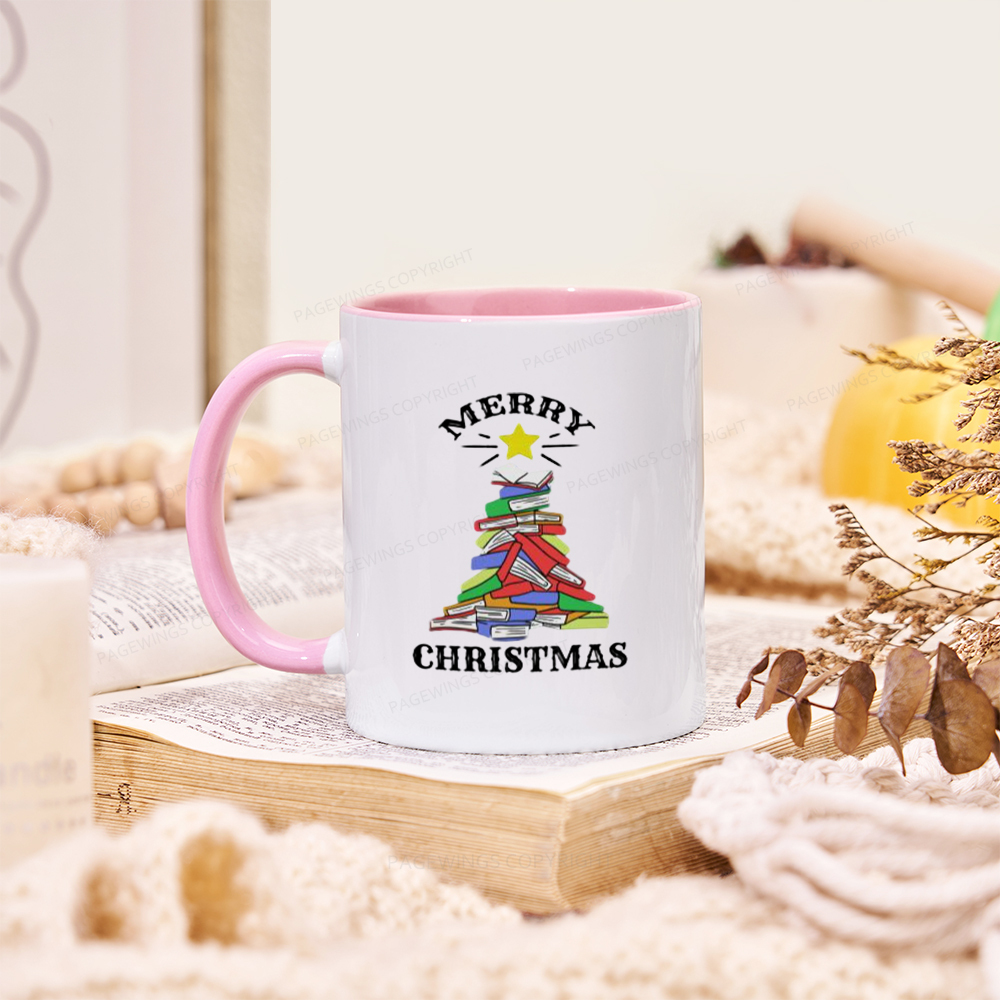 Pagewings Merry Christmas Book Tree Mug