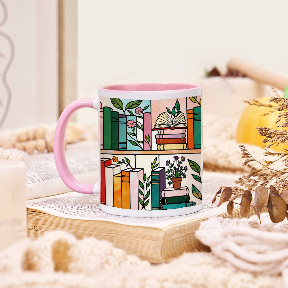 Pagewings Floral Bookshelf Mug