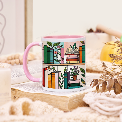 Pagewings Floral Bookshelf Mug