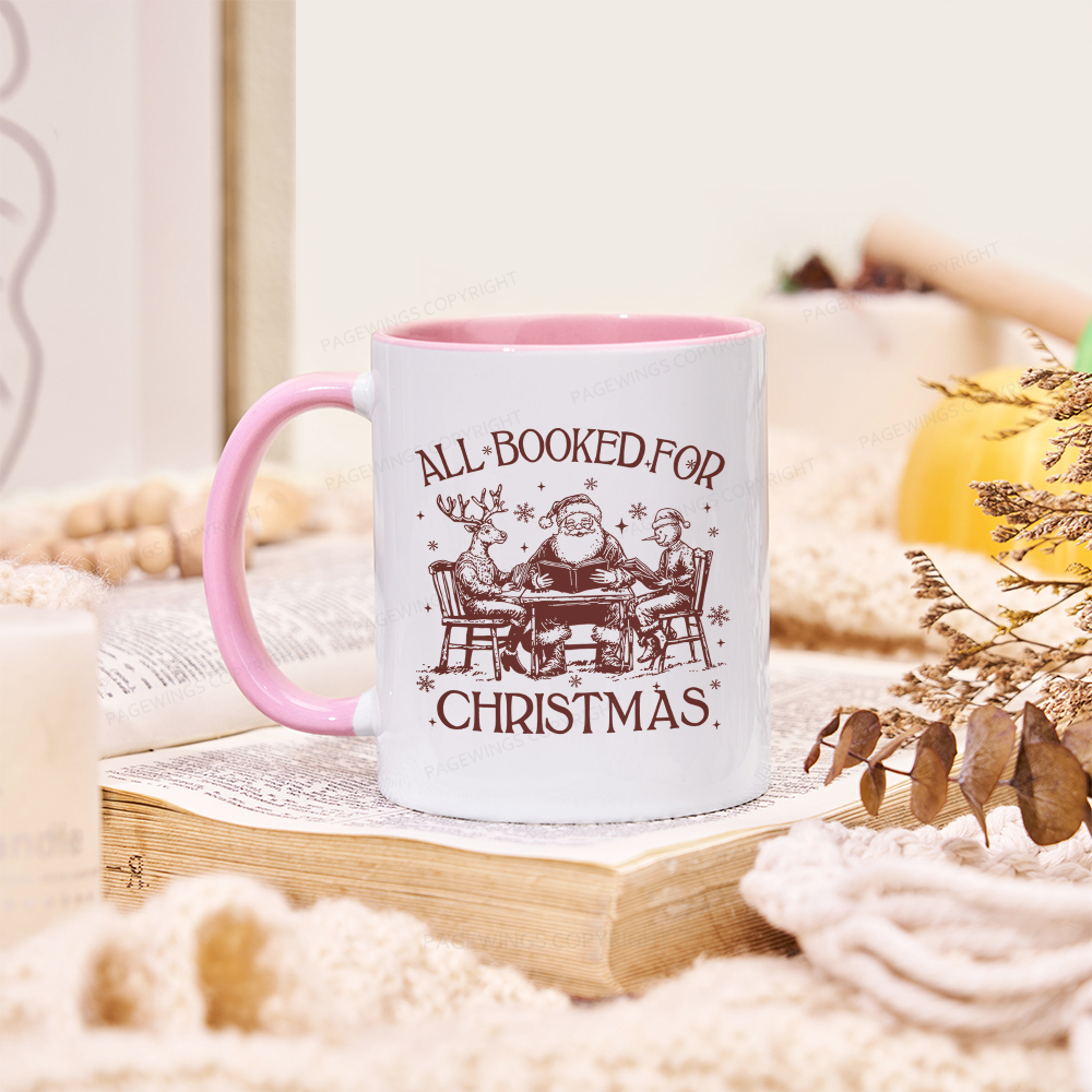 Pagewings Retro All Booked For Christmas Mug