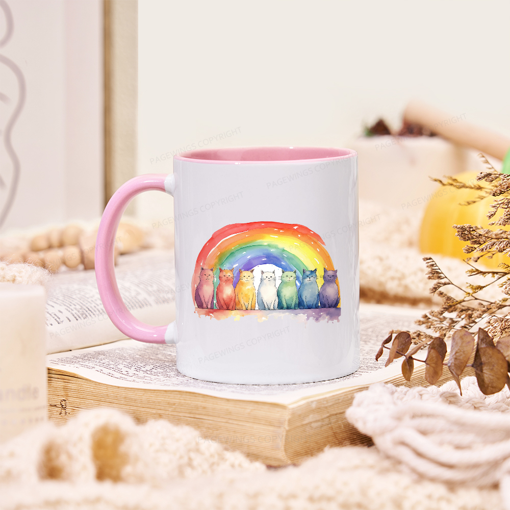 Pagewings Pride Rainbow Cat Mug