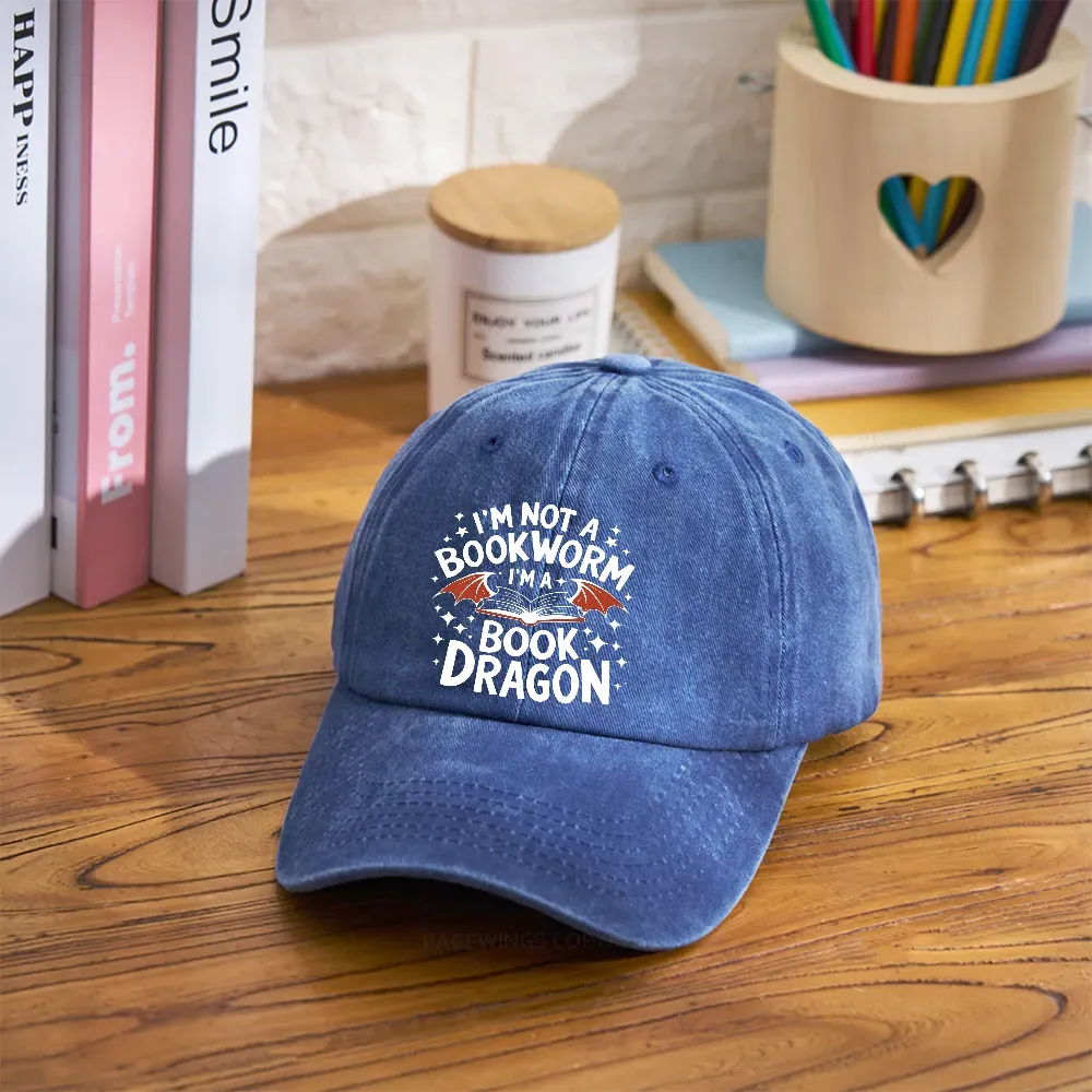 Pagewings I'm Not A Bookworm I'm A Book Dragon Washed Cap